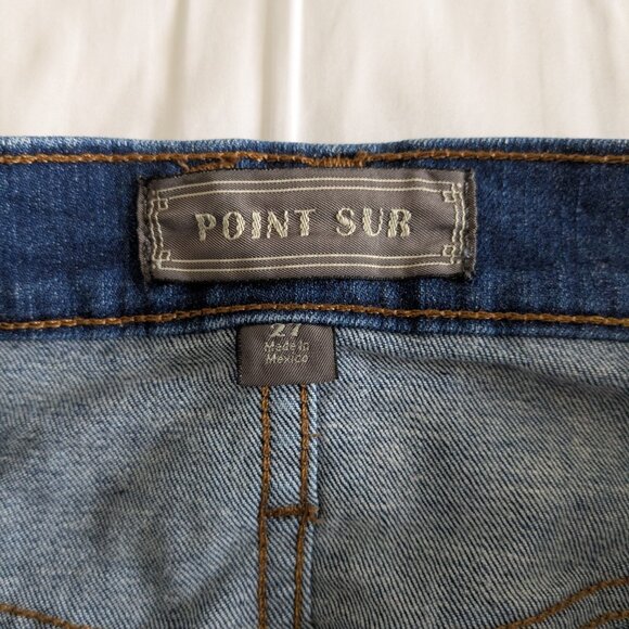 Point Sur Jeans Women's Size 27 Blue 10" Demi-Boot Cropped Button-Fly Raw Hem - Picture 3 of 16